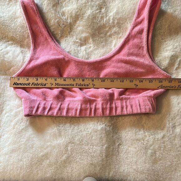ZARA Bubblegum Pink Terry Crop Top Size Large - Picture 5 of 12